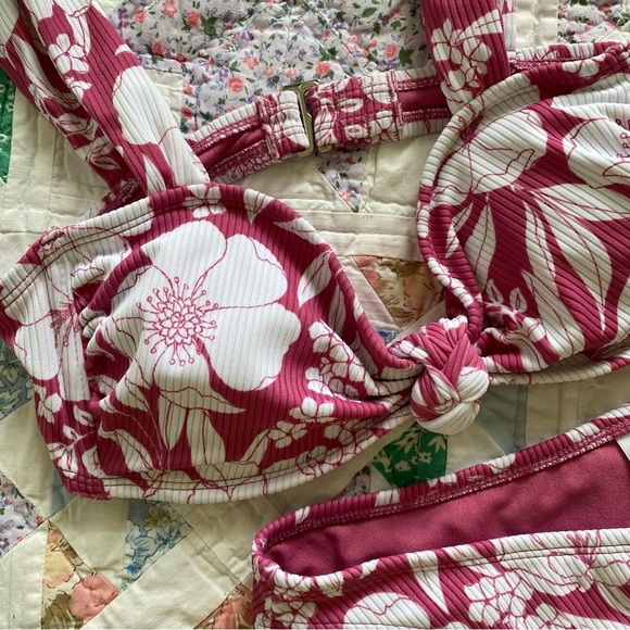 Xhilaration Target Pink White Botanical Bikini Set Women's M - Picture 5 of 7